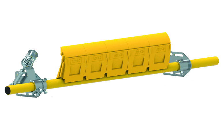 Yellow conveyor scraper