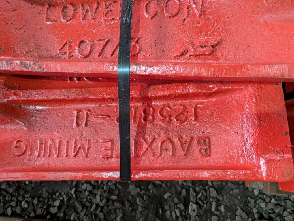 Crusher liners with Bauxite Mining markings at the factory